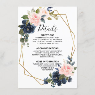 Cartão De Informações Detalhes Geométricos em Madeira Rústica Azul Marin