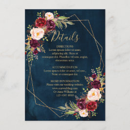 Cartão De Informações Detalhes Geométricos Modernos Florais com Blush