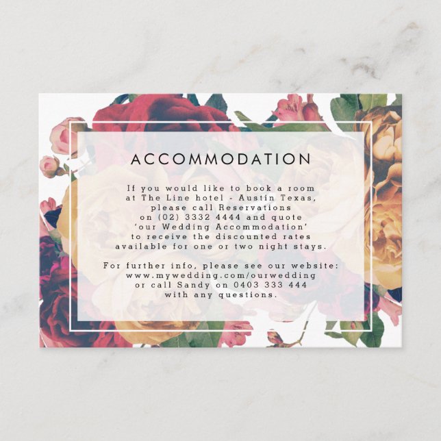 Cartão De Informações Detalhes INFO Boho Floral Moderno Casamento (Frente)