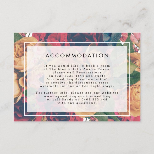 Cartão De Informações Detalhes INFO Boho Floral Moderno Casamento (Frente)