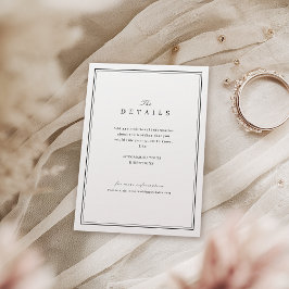 Cartão De Informações Detalhes minimalistas elegantes de casamento em pr