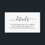Cartão De Informações Detalhes Mínimos da Caligrafia de Script Moderna<br><div class="desc">Placa de gabinete mínima com um cabeçalho em caligrafia de script e informações ou mensagens para convidados em tipografia moderna.</div>