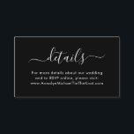 Cartão De Informações Detalhes Mínimos da Caligrafia de Script Moderna -<br><div class="desc">Placa de gabinete mínima com um cabeçalho em caligrafia de script e informações ou mensagens para convidados em tipografia moderna. Esta é a versão negra.</div>