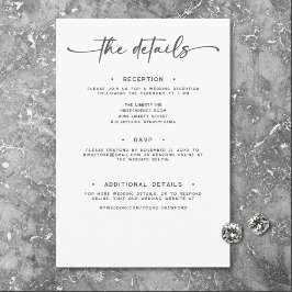 Cartão De Informações Detalhes Mínimos de Casamento do Script Branco Pre