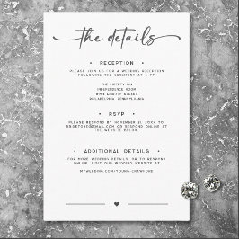 Cartão De Informações Detalhes Mínimos de Casamento do Script Branco Pre