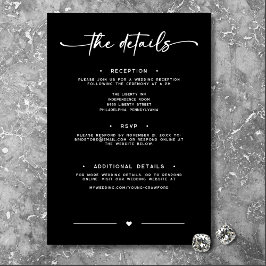 Cartão De Informações Detalhes Mínimos de Casamento do Script Branco Pre