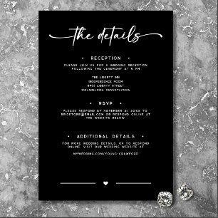 Cartão De Informações Detalhes Mínimos de Casamento do Script Branco Pre