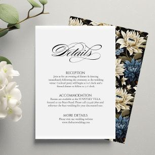 Cartão De Informações Detalhes mínimos de casamento Enclosure Card flora