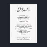 Cartão De Informações Detalhes mínimos de casamento preto e branco Códig<br><div class="desc">Estes cartões de cerimônia de núpcias contêm informações para os convidados de casamento em carta-chic. CORRESPONDENTE a itens na nossa coleção.</div>