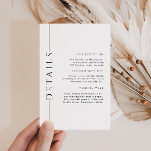 Cartão De Informações Detalhes mínimos de casamento preto e branco Inser