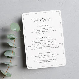 Cartão De Informações Detalhes mínimos de casamento simples