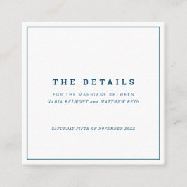 Cartão De Informações Detalhes mínimos do casamento do quadrado branco
