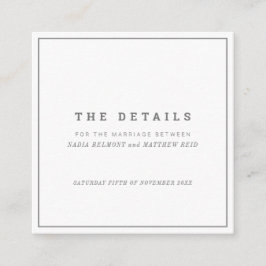 Cartão De Informações Detalhes mínimos do casamento quadrado de cinza br