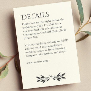 Cartão De Informações Detalhes Mínimos do Monograma Lachado de Branco Su