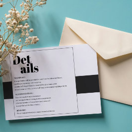 Cartão De Informações Detalhes Mínimos em Preto e Branco