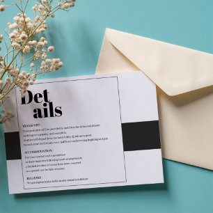 Cartão De Informações Detalhes Mínimos em Preto e Branco