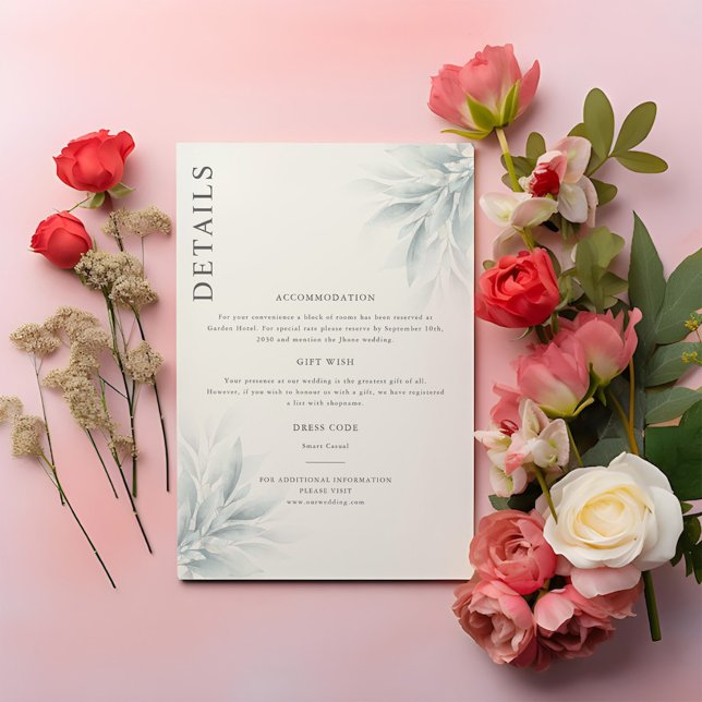 Cartão De Informações Detalhes Modernos da Folhagem Elegante (Criador carregado)