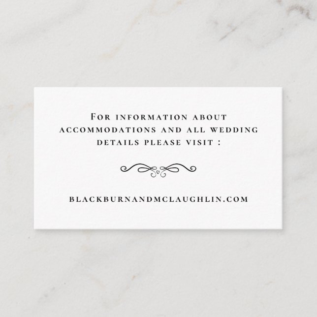 Cartão De Informações Detalhes Modernos do Site de Casamento Elegante Bl (Frente)