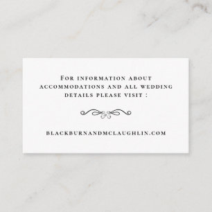 Cartão De Informações Detalhes Modernos do Site de Casamento Elegante Bl