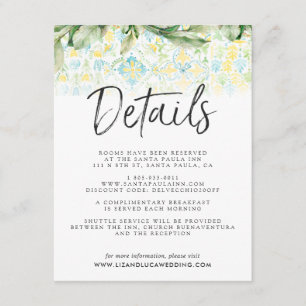 Cartão De Informações Detalhes para Convidados de Casamento Boho em Jard