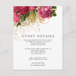 Cartão De Informações Detalhes para Convidados de Casamento em Rosa Dour