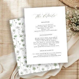 Cartão De Informações Detalhes para convidados de casamento floral em ve
