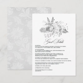 Cartão De Informações Detalhes para Convidados de Casamento Floral Vinta