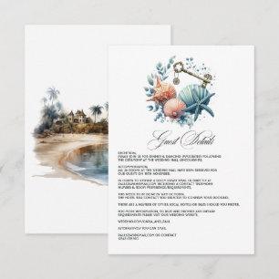 Cartão De Informações Detalhes para Convidados do Casamento na Praia Coa