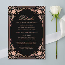 Detalhes Preto Rosa Vintage Elegante Rótulo Casame