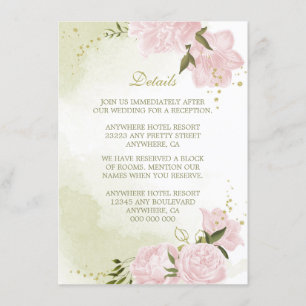 Cartão De Informações detalhes românticos das flores cor-de-rosa