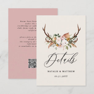 Cartão De Informações Detalhes Rústicos de Floral de Galhada de Casament