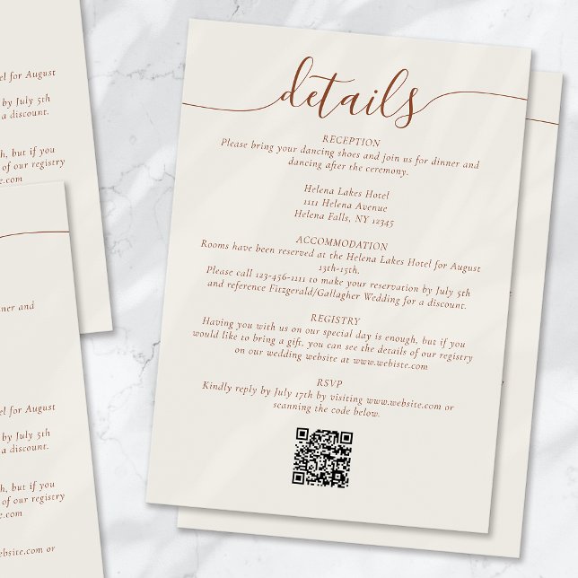 Cartão De Informações Detalhes Simples de Casamento em Letra Bohemiana C (Criador carregado)