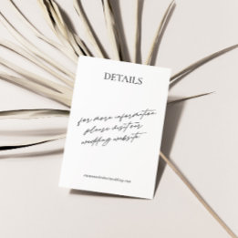 Cartão De Informações Detalhes Simples de Casamento Preto e Branco Moder