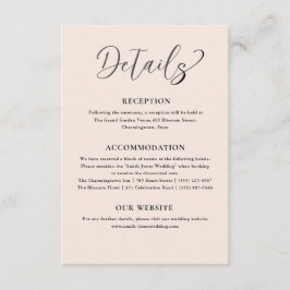 Cartão De Informações Detalhes Simples do Casamento de Beige