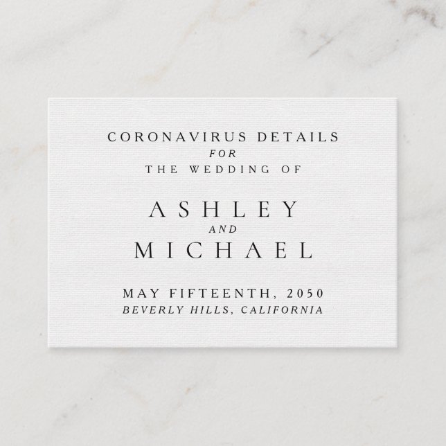 Cartão De Informações Detalhes Simples do Coronavírus Preto e Branco (Frente)