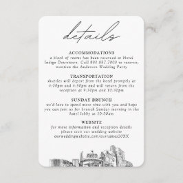 Cartão De Informações Detalhes Verticais Pequenos de Casamento em Reno