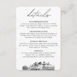 Cartão De Informações Detalhes Verticais Pequenos do Casamento de Seattl