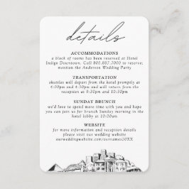 Cartão De Informações Detalhes Verticais Pequenos do Casamento Memphis