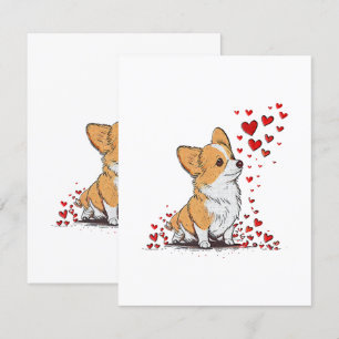Cartão De Informações Dia dos Namorados Cachorro Fofo Corgi