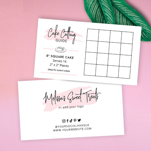 Cartão De Informações Diagrama de corte de bolo quadrado de 8" porções p (8 inch square cake cutting guide)