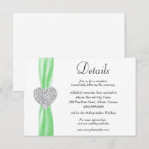Diamond Heart Green Ribbon Detalhes do Casamento