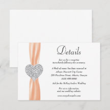 Diamond Heart Orange Ribbon Detalhes do Casamento