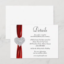 Diamond Heart Red Ribbon Detalhes do Casamento