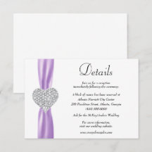 Diamond Heart Roxo Ribbon Detalhes do Casamento