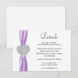 Cartão De Informações Diamond Heart Roxo Ribbon Detalhes do Casamento