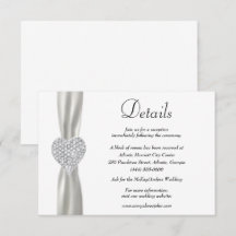 Diamond Heart White Ribbon Detalhes do Casamento
