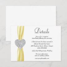 Diamond Heart Yellow Ribbon Detalhes do Casamento