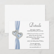 Diamond Hearts Blue Ribbon Detalhes do Casamento