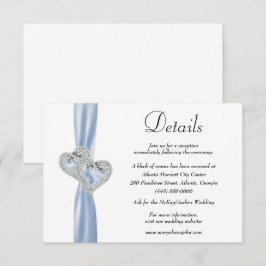 Cartão De Informações Diamond Hearts Blue Ribbon Detalhes do Casamento