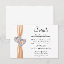 Diamond Hearts Orange Ribbon Detalhes do Casamento